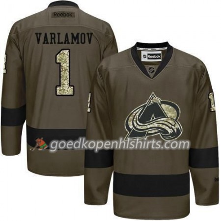 Colorado Avalanche Semyon Varlamov 1 Adidas 2017-2018 Camo Groen Authentic Shirt - Mannen